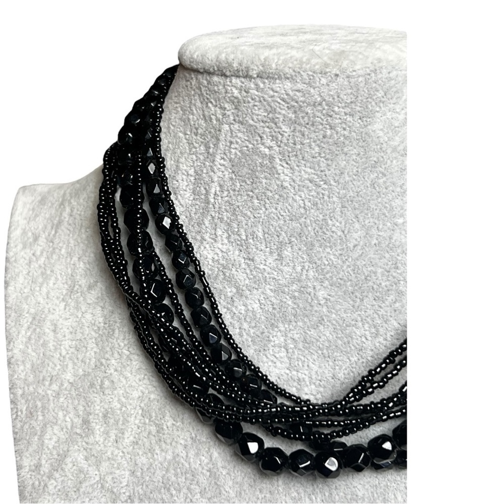 Source Unknown Black Multi-Strand Necklace With T… - image 3